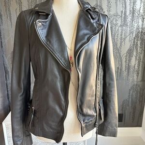 Muubaa Women's Black Leather Jacket